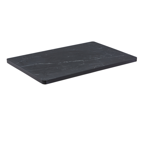 Sintered Stone Table Top with Black Aluminum Edging - Black Smoke