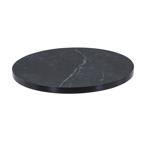 Sintered Stone Table Top with Black Aluminum Edging - Black Smoke