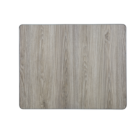 Sintered Stone Table Top with Silver Aluminum Edging - Grey Wood