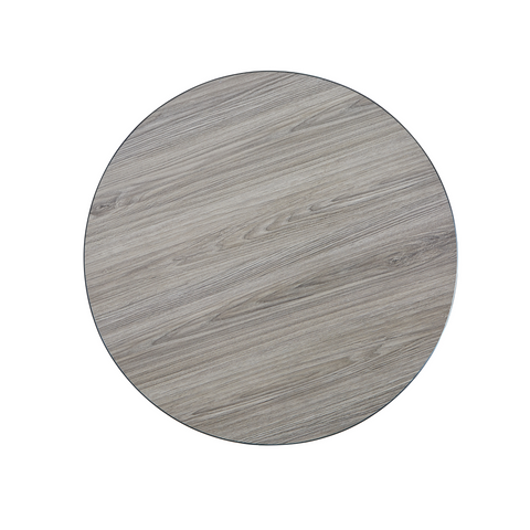 Sintered Stone Table Top with Silver Aluminum Edging - Grey Wood