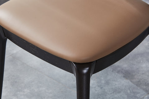 Bursa Solid Wood Upholstered Chair - PU Leather Chair w/ Black Wooden Legs