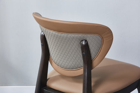 Bursa Solid Wood Upholstered Chair - PU Leather Chair w/ Black Wooden Legs